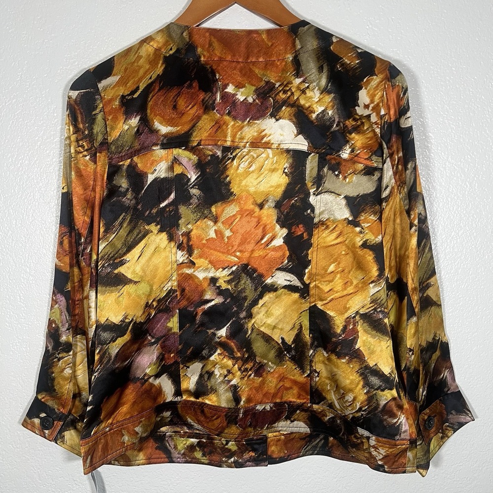 Pendleton 100% Silk Abstract Floral Top Jacket Medium Lightweight Designer NWT - Picture 3 of 9